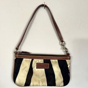 Vintage Dooney & Bourke Wristlet Wallet Womens Small Black Cream Zebra Print